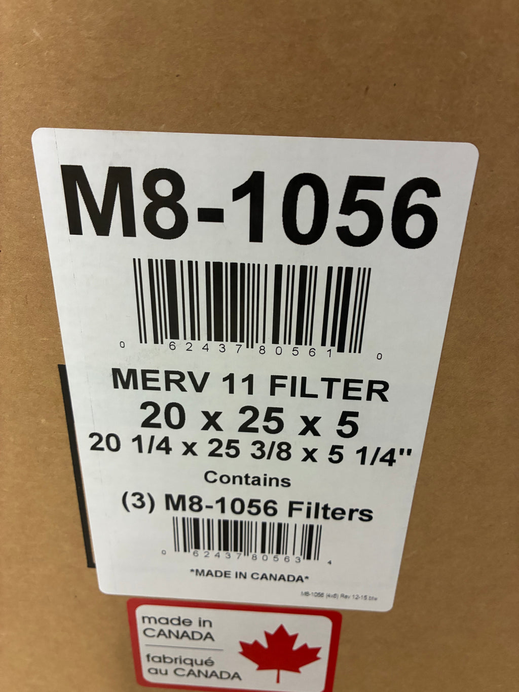 boite filtre 20x25x5 m8-1056